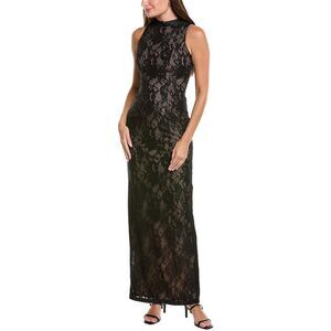 Rene Ruiz Womens  Halter Lace Column Gown, Black